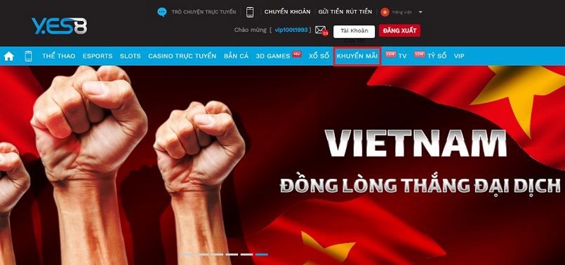 Giao diện ưa nhìn của nhà cái online Yes8vn 